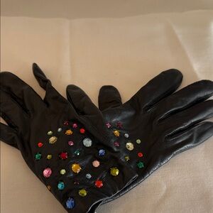 Glitz Black Gemstone-Studded Gloves